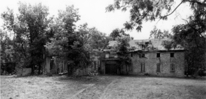 Rear of the Harney Mansion in Sullivan, Missouri, before restoration, 1982.